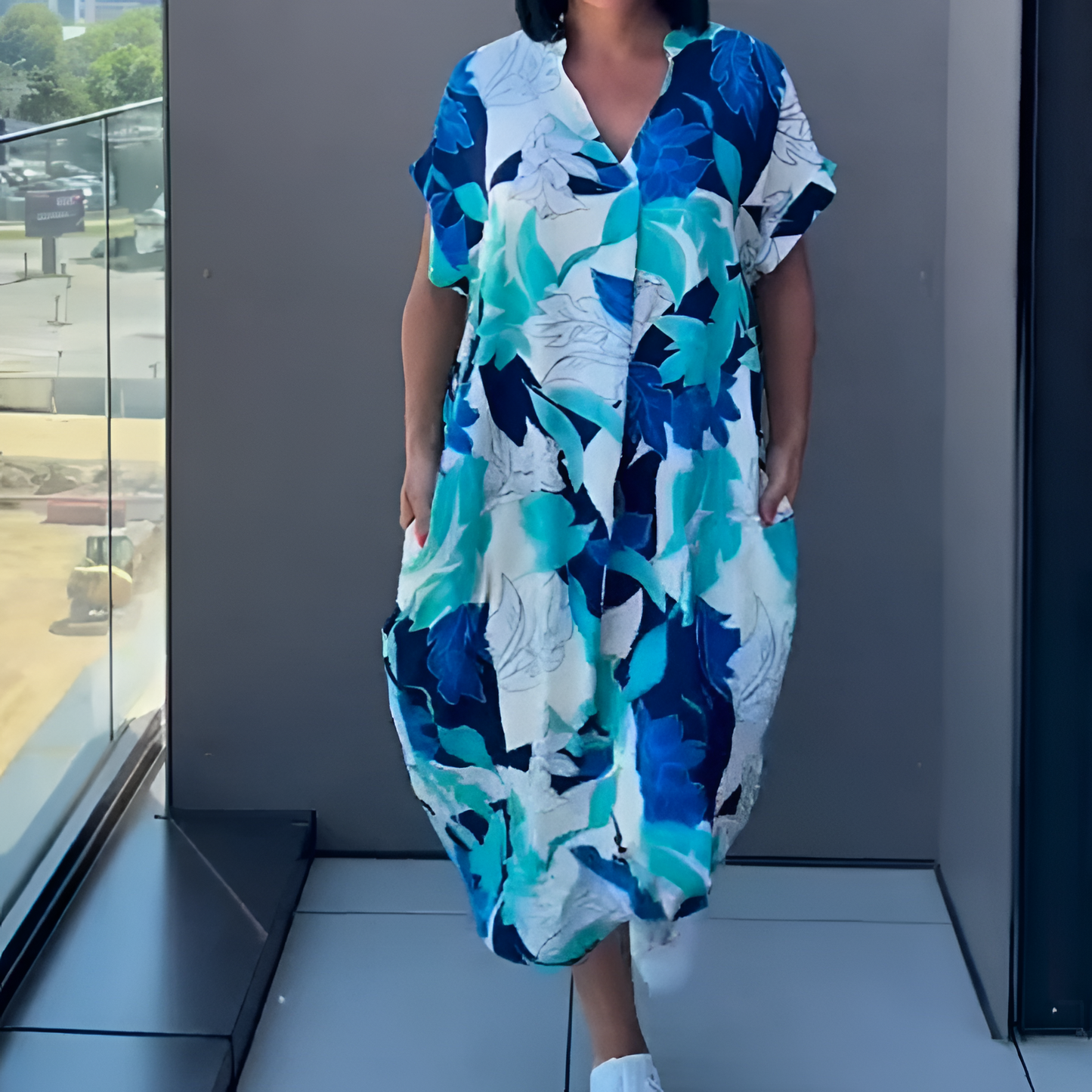 Lysoria™ | Robe élégante à décolleté en V avec imprimé stylé