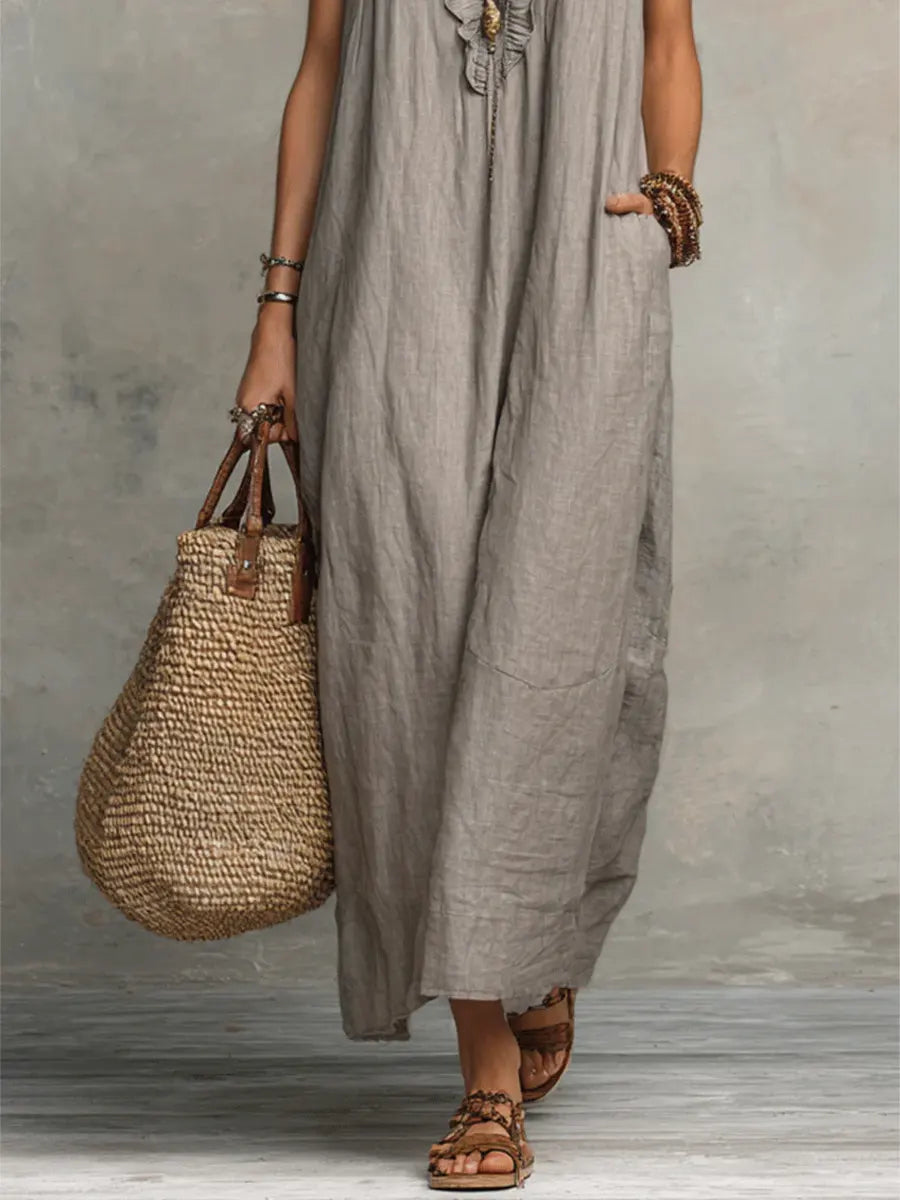 Isalie™ | Robe maxi bohème à col volanté