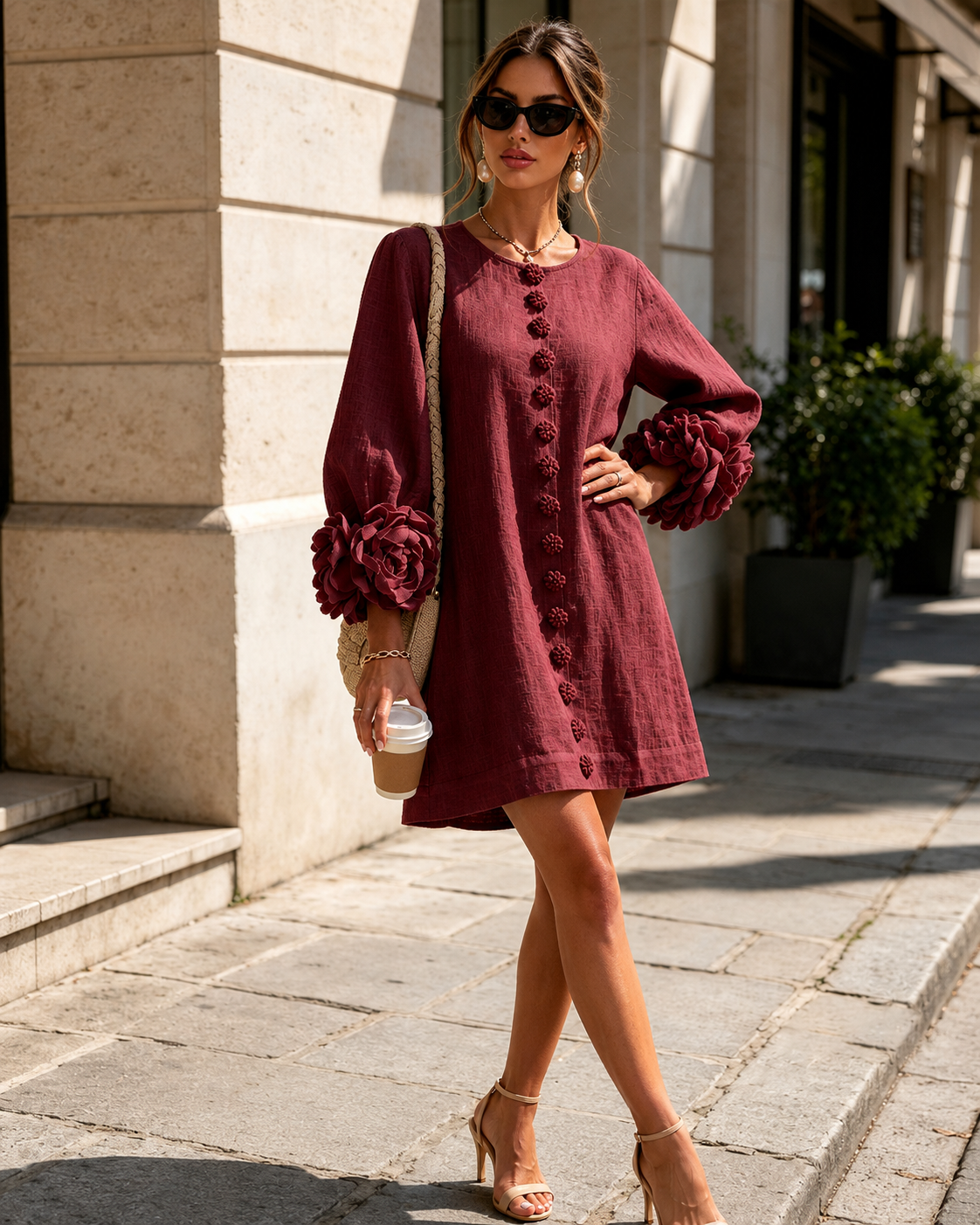 Améliane™ | Robe mini à manches fleuries