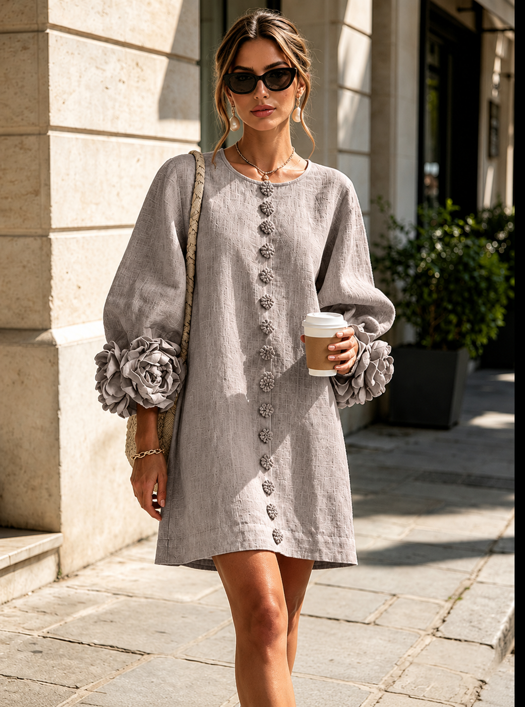 Améliane™ | Robe mini à manches fleuries