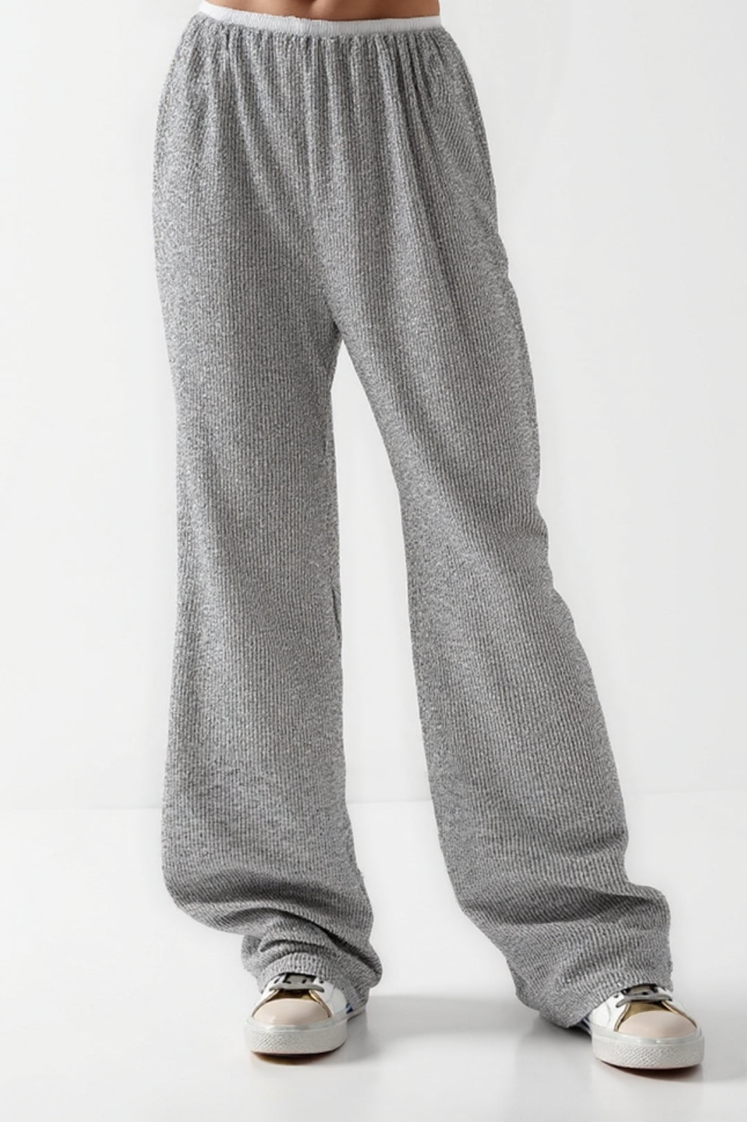 Ava | Pantalon en maille côtelée grise