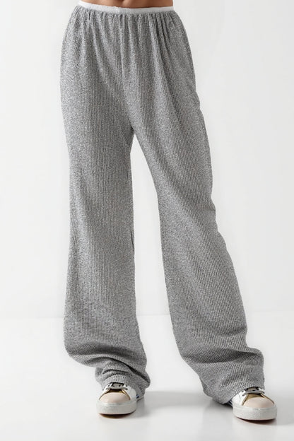 Ava | Pantalon en maille côtelée grise