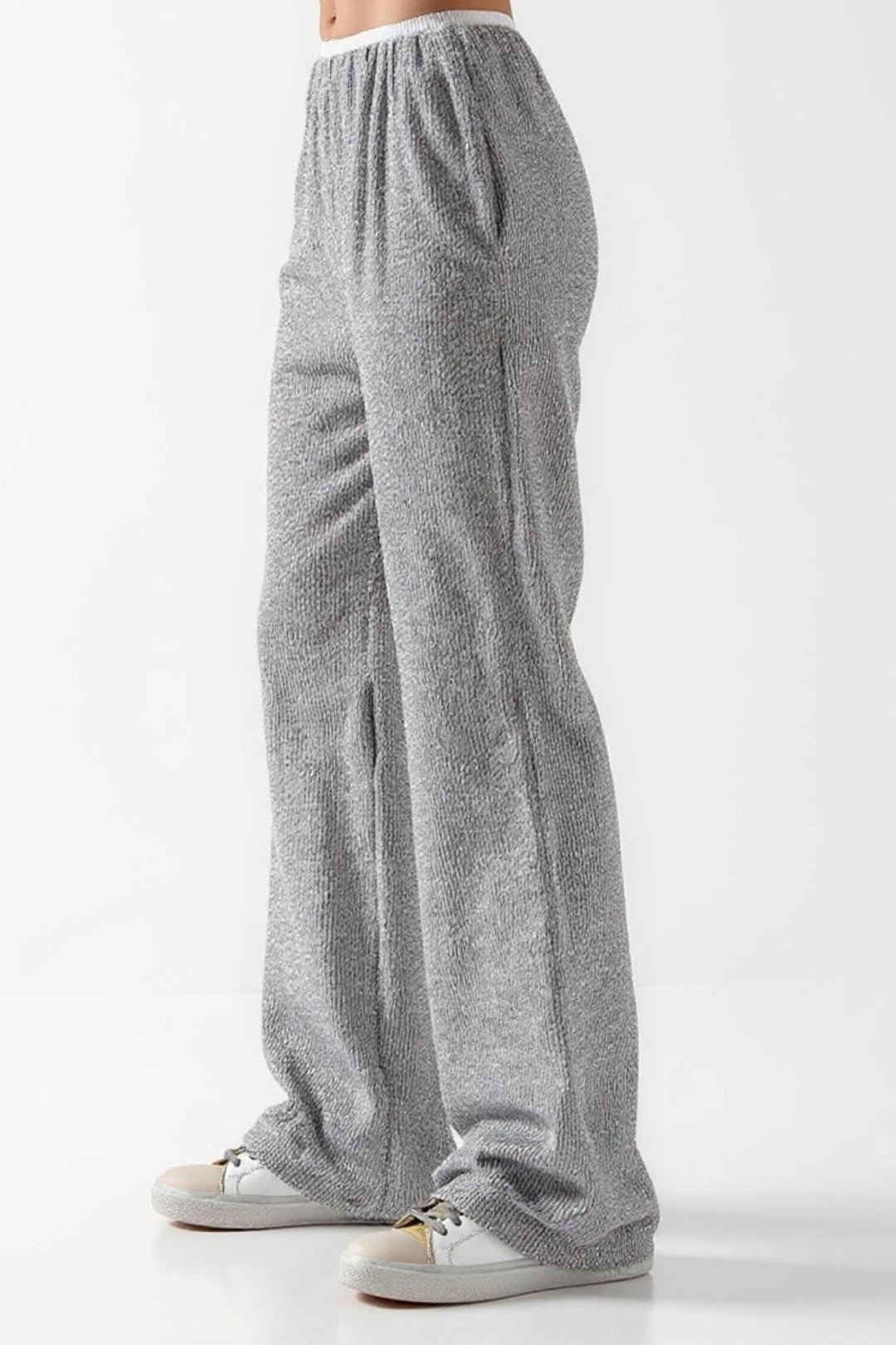 Ava | Pantalon en maille côtelée grise
