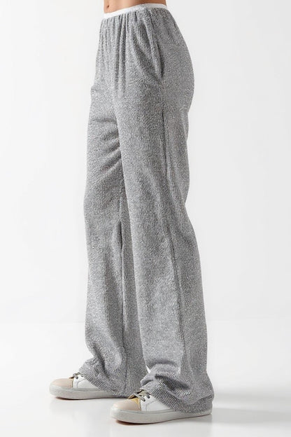 Ava | Pantalon en maille côtelée grise