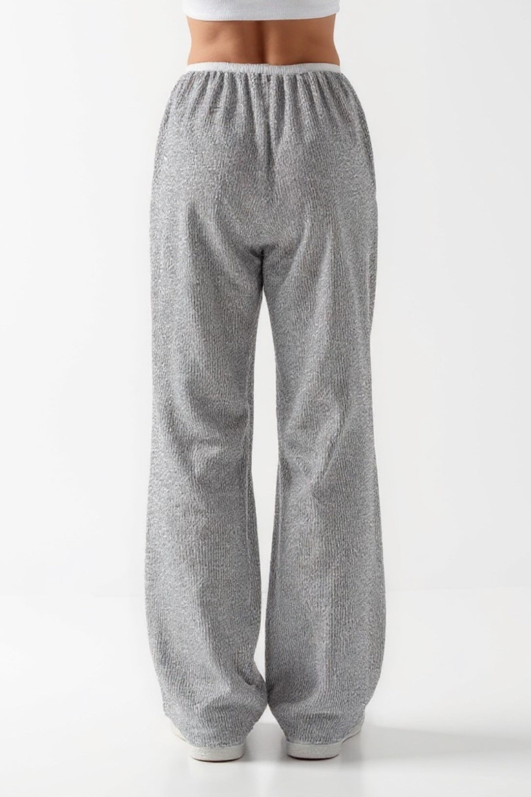 Ava | Pantalon en maille côtelée grise