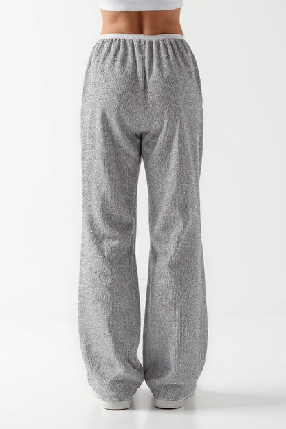 Ava | Pantalon en maille côtelée grise