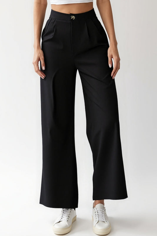 Lia | Pantalon noir à jambes droites