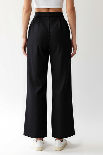Lia | Pantalon noir à jambes droites