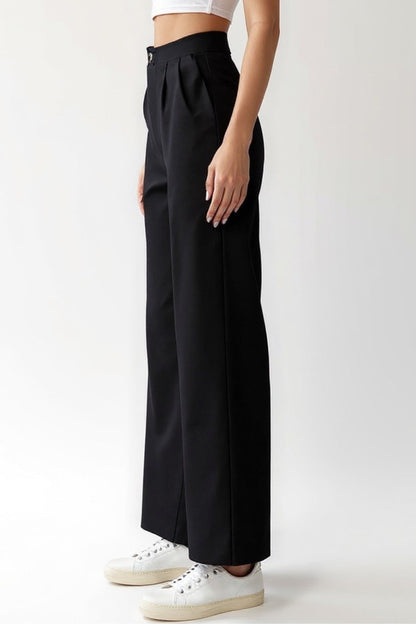 Lia | Pantalon noir à jambes droites