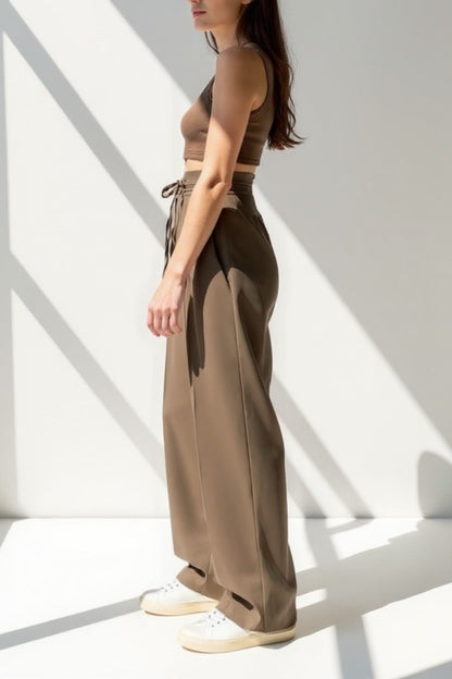 Ina | Pantalon taille haute avec ceinture tressée