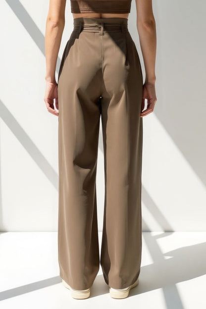 Ina | Pantalon taille haute avec ceinture tressée