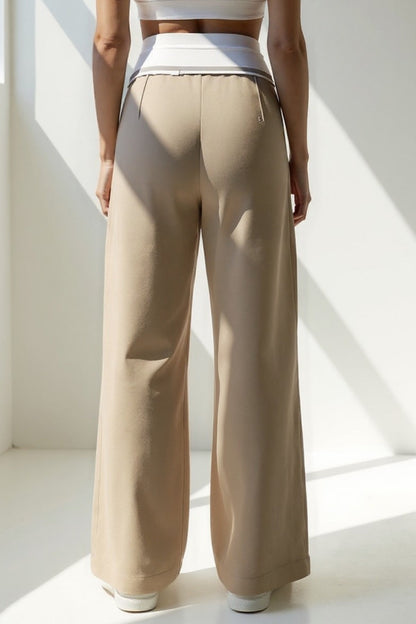 Tessa | Pantalon large avec détail à la taille en style chemise