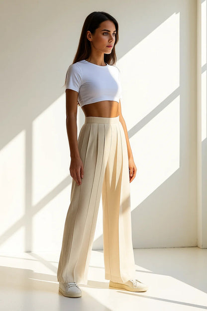 Camila | pantalon palazzo avec plis verticaux