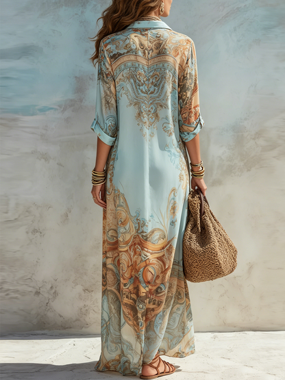 Auréa™ | Robe chemise méditerranéenne élégante