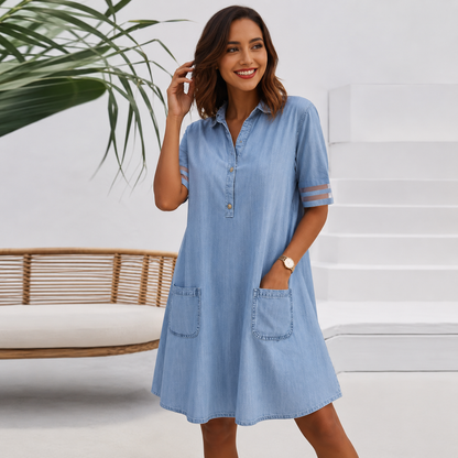 Maelys™ | Robe chemise denim à coupe flatteuse