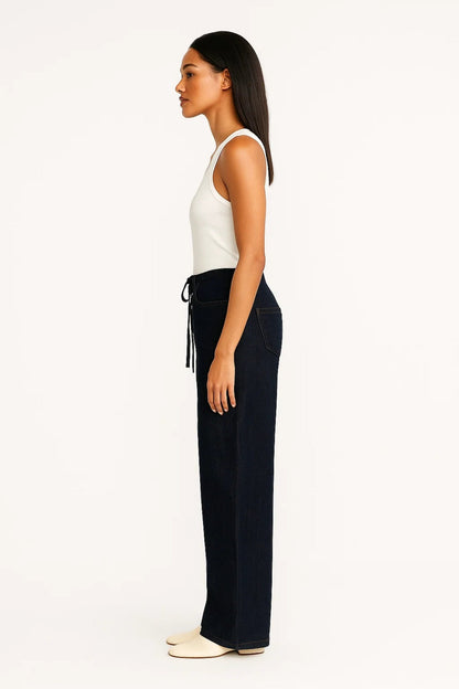 Amara | Pantalon en denim avec jambes larges et cordon de serrage