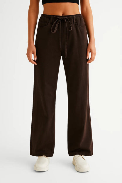 Amara | Pantalon en denim avec jambes larges et cordon de serrage