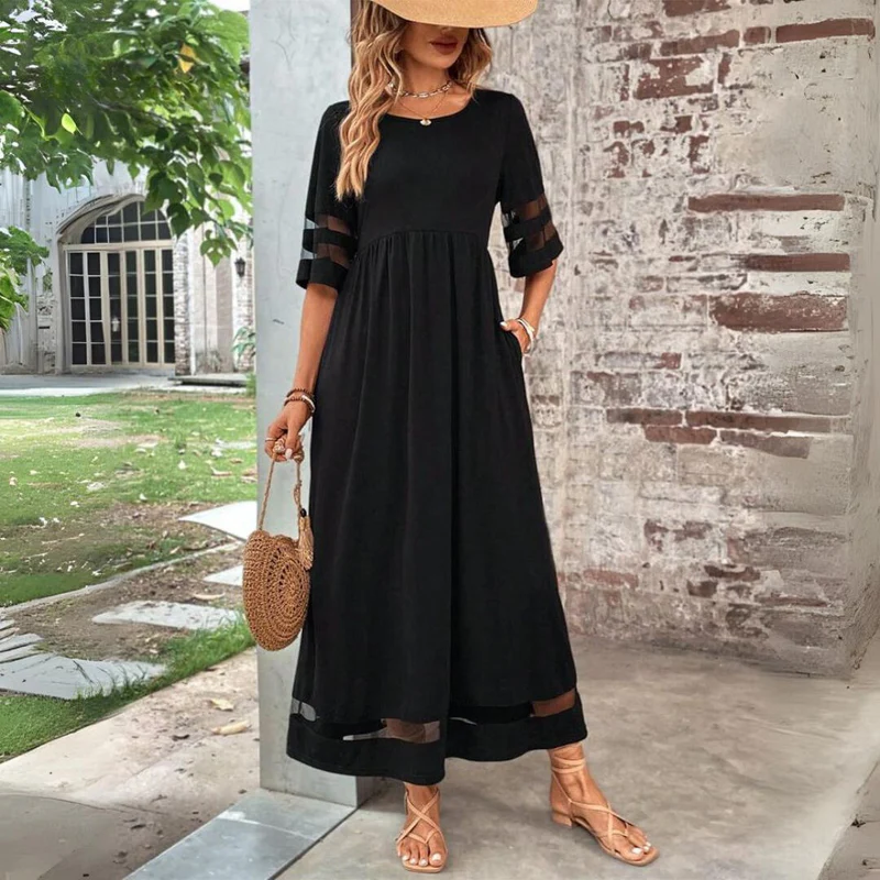 Céralie™ | Robe midi fluide en maille respirante