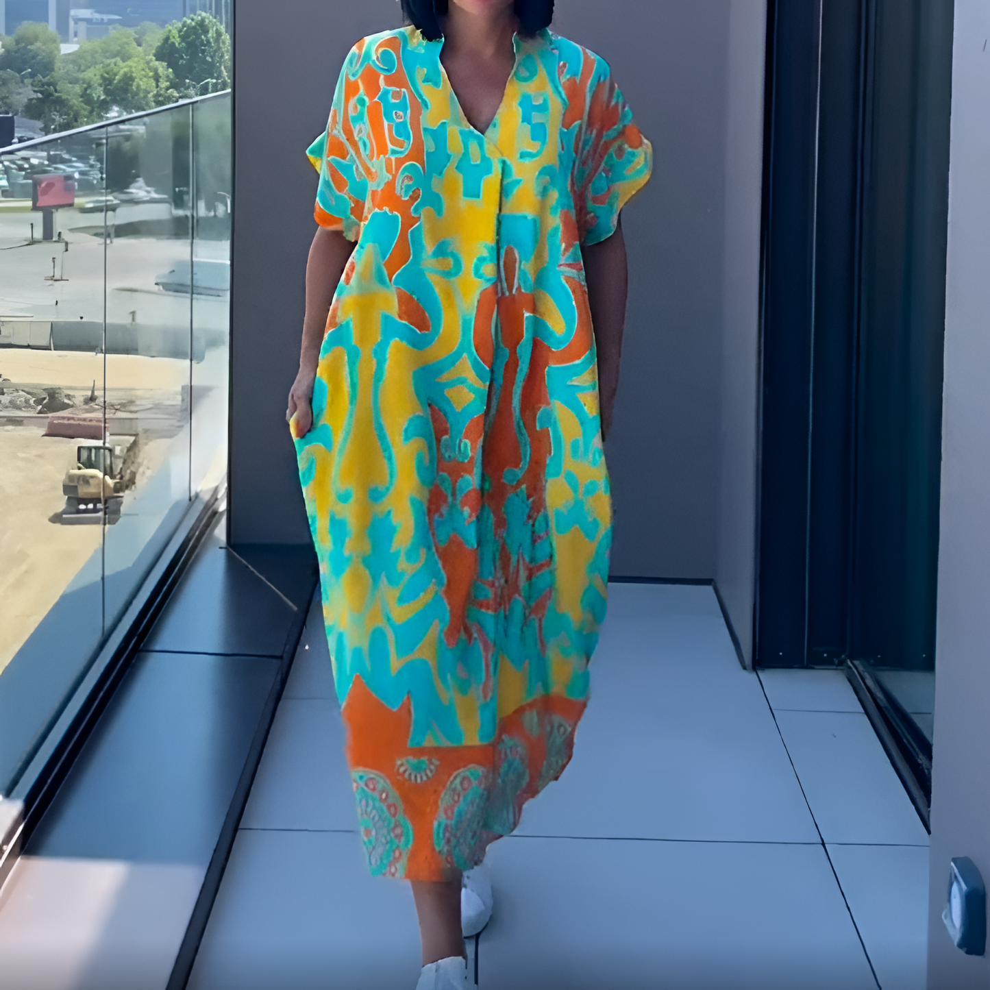 Lysoria™ | Robe élégante à décolleté en V avec imprimé stylé