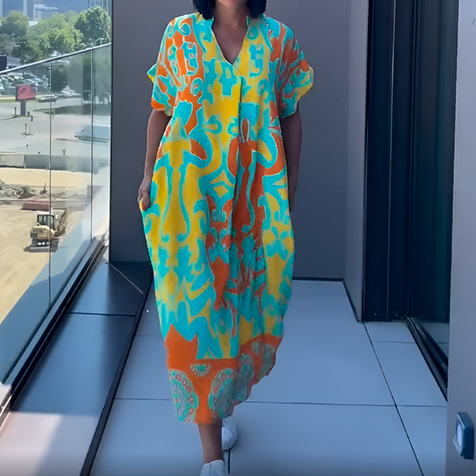 Lysoria™ | Robe élégante à décolleté en V avec imprimé stylé