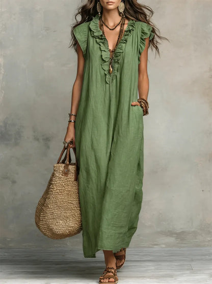 Isalie™ | Robe maxi bohème à col volanté