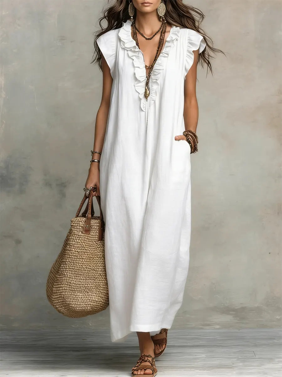Isalie™ | Robe maxi bohème à col volanté