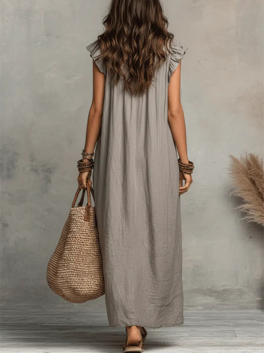 Isalie™ | Robe maxi bohème à col volanté