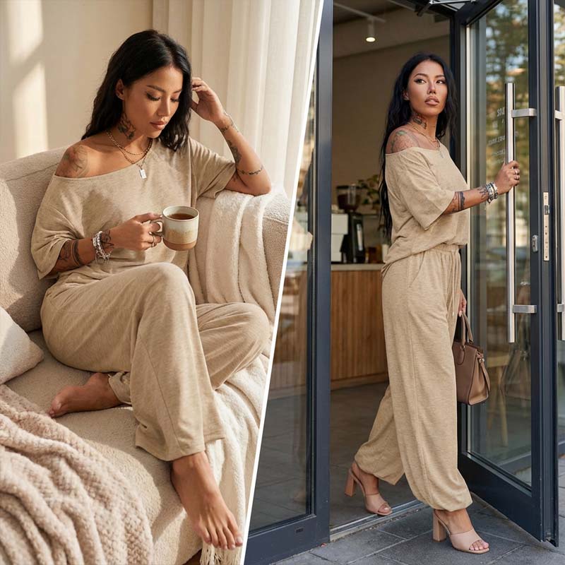 Maéline™ | Ensemble de 2 pièces avec top off-shoulder et pantalon large