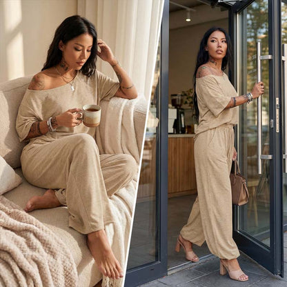 Maéline™ | Ensemble de 2 pièces avec top off-shoulder et pantalon large