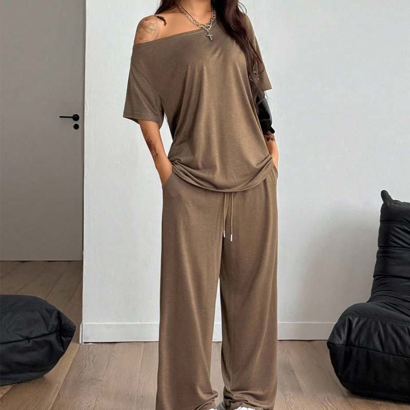 Maéline™ | Ensemble de 2 pièces avec top off-shoulder et pantalon large